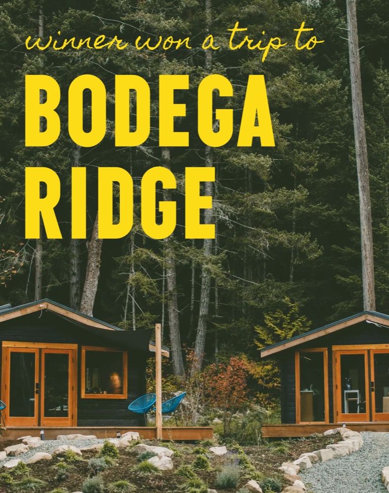 Winner won a trip to Bodega Ridge